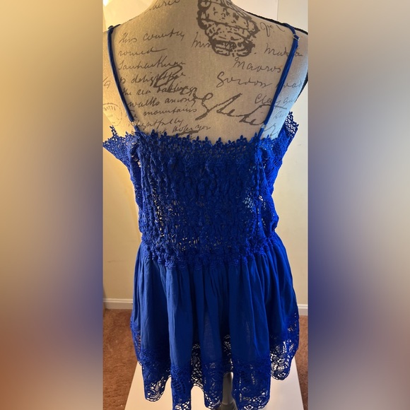 Women’s cute royal blue mini sundress lace bodice lined skirt size 14 - Picture 6 of 11